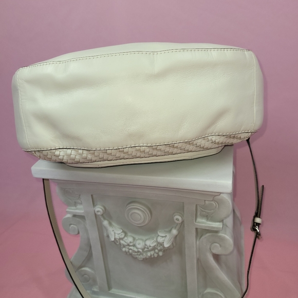 Coach Kristin bag, authentic woven white leather satchel with crossbody strap - Picture 10 of 14